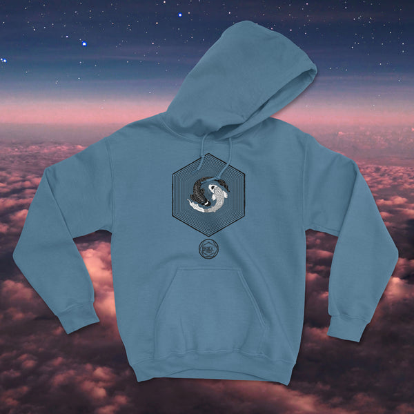 Ying Yang Japanese Karma Koi Unisex Hoodie (Trippy Hexagon)