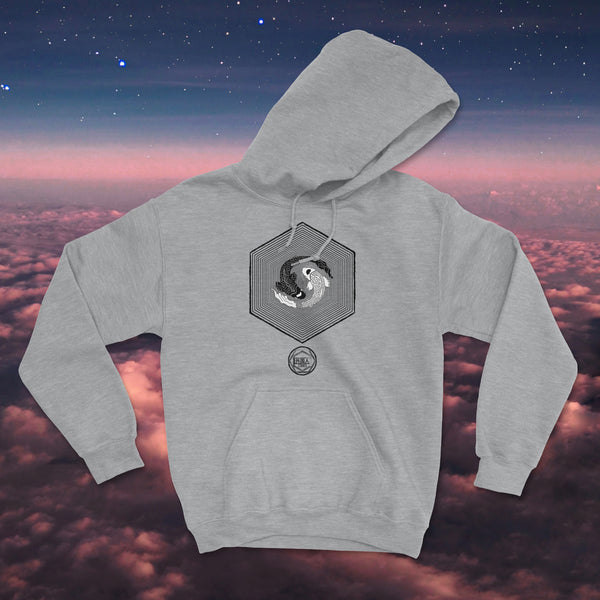 Ying Yang Japanese Karma Koi Unisex Hoodie (Trippy Hexagon)